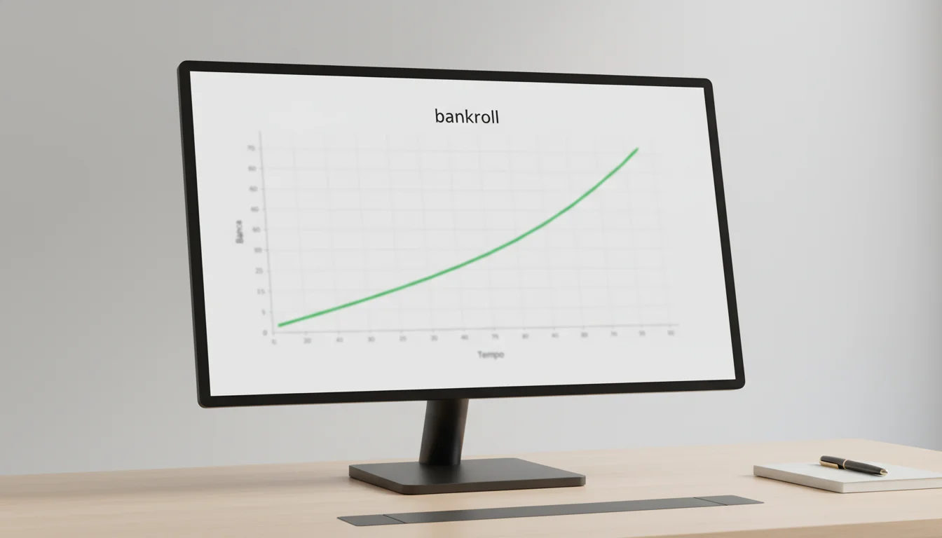 Gráfico de crescimento de banca ao longo do tempo com linha ascendente