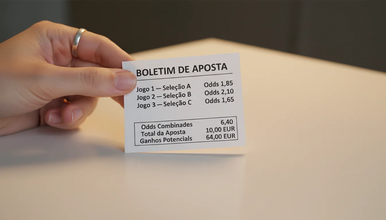 Bilhete de apostas múltiplas com várias seleções e odds combinadas