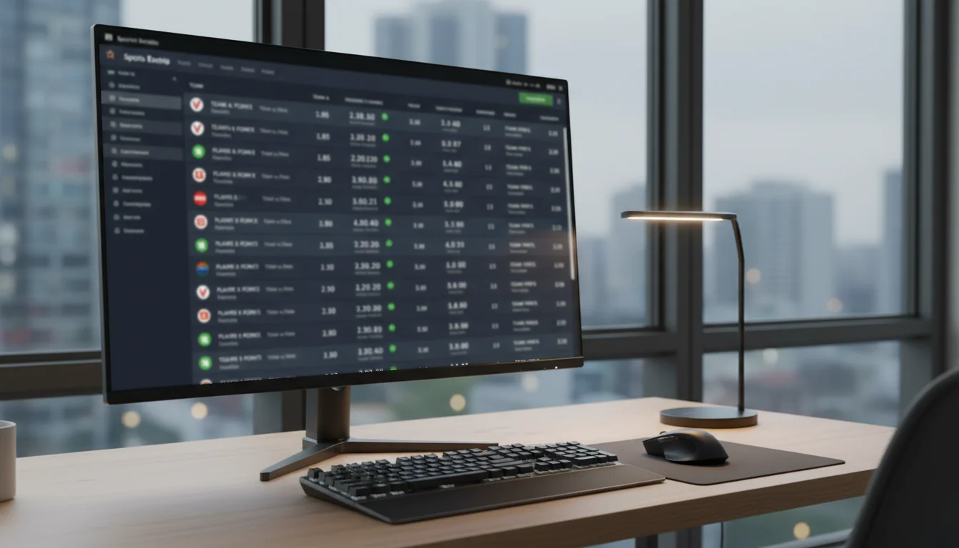 Tela de computador mostrando odds de apostas esportivas em formato decimal