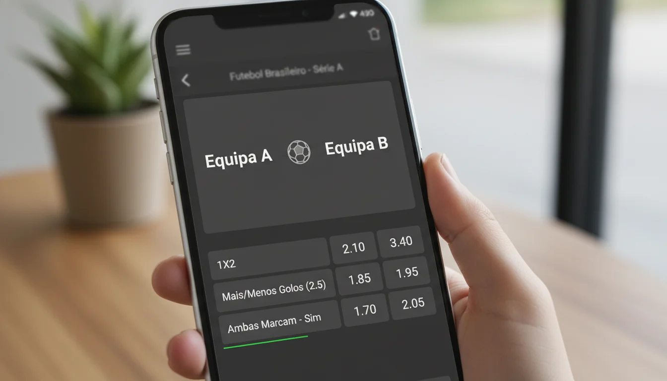 Interface de apostas mostrando diferentes mercados para jogo do Brasileirão