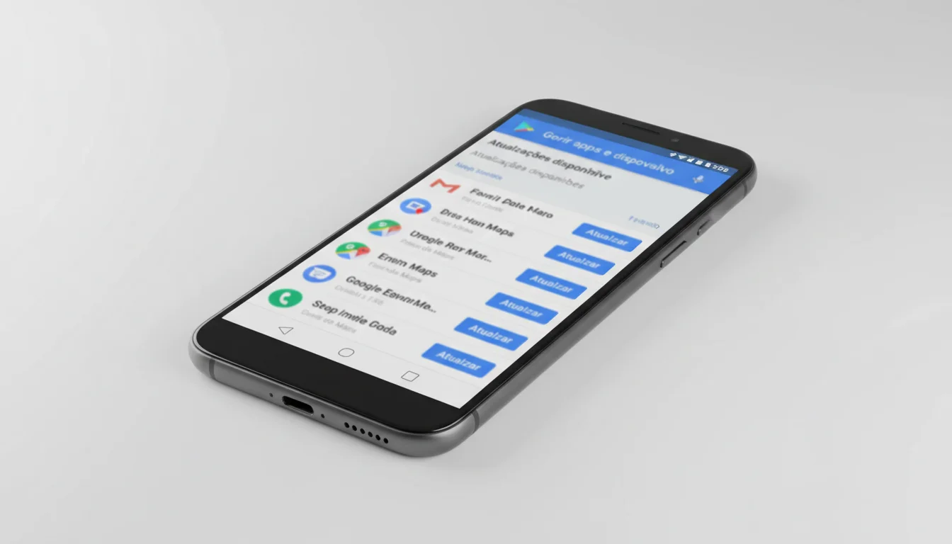 Tela da Google Play Store mostrando seção de atualizações de aplicativos