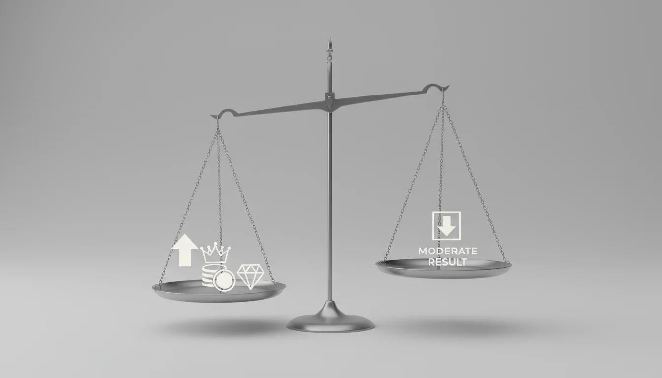 Balança equilibrando expectativas versus realidade nas apostas