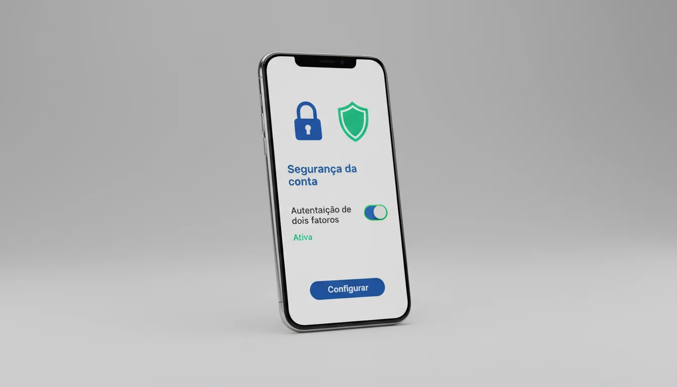 Smartphone com ícone de cadeado e escudo de segurança na tela