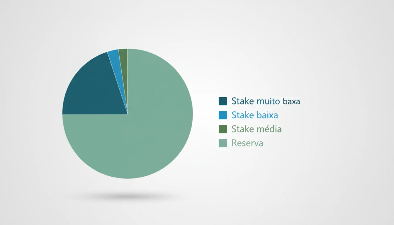 Gráfico mostrando porcentagens de stake e divisão de banca